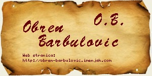 Obren Barbulović vizit kartica